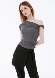 【大熱必入款式！】Basic Solid Twisted Shoulder Top