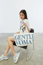 #T234 Gentlewoman Denim Tote Bag: White