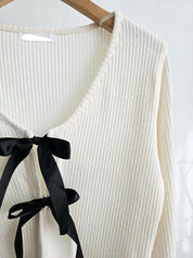 【可愛百搭針織衫💖】Double Ribbon Solid Cardigan