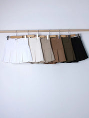 High Waist Solid Pleated Skirt