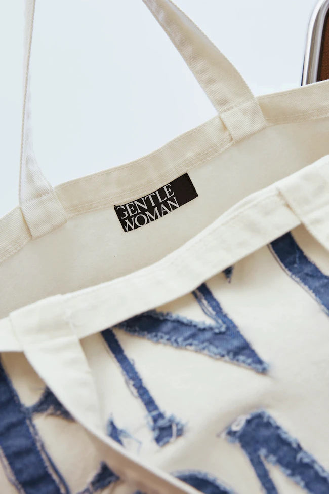 #T234 Gentlewoman Denim Tote Bag: White