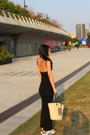 【✔️PAD｜大露背設計】Eloise Padded Backless Solid Rib Knit Dress