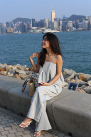 【夏日背心闊腳褲套裝🩵】Solid Cami Top With Wide Leg Pants Set