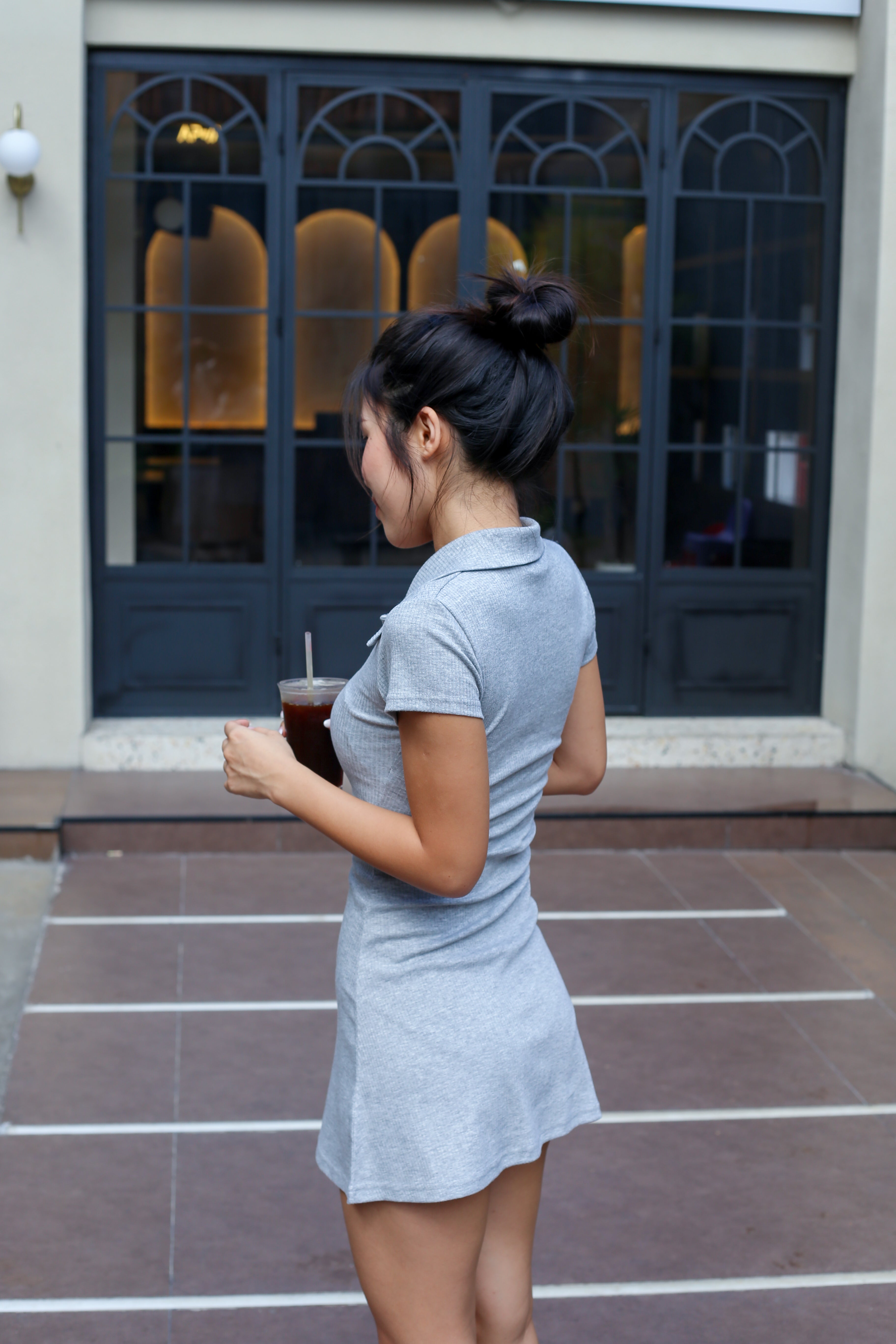 【歐美風Polo連身短裙】Basic Solid Polo Mini Dress