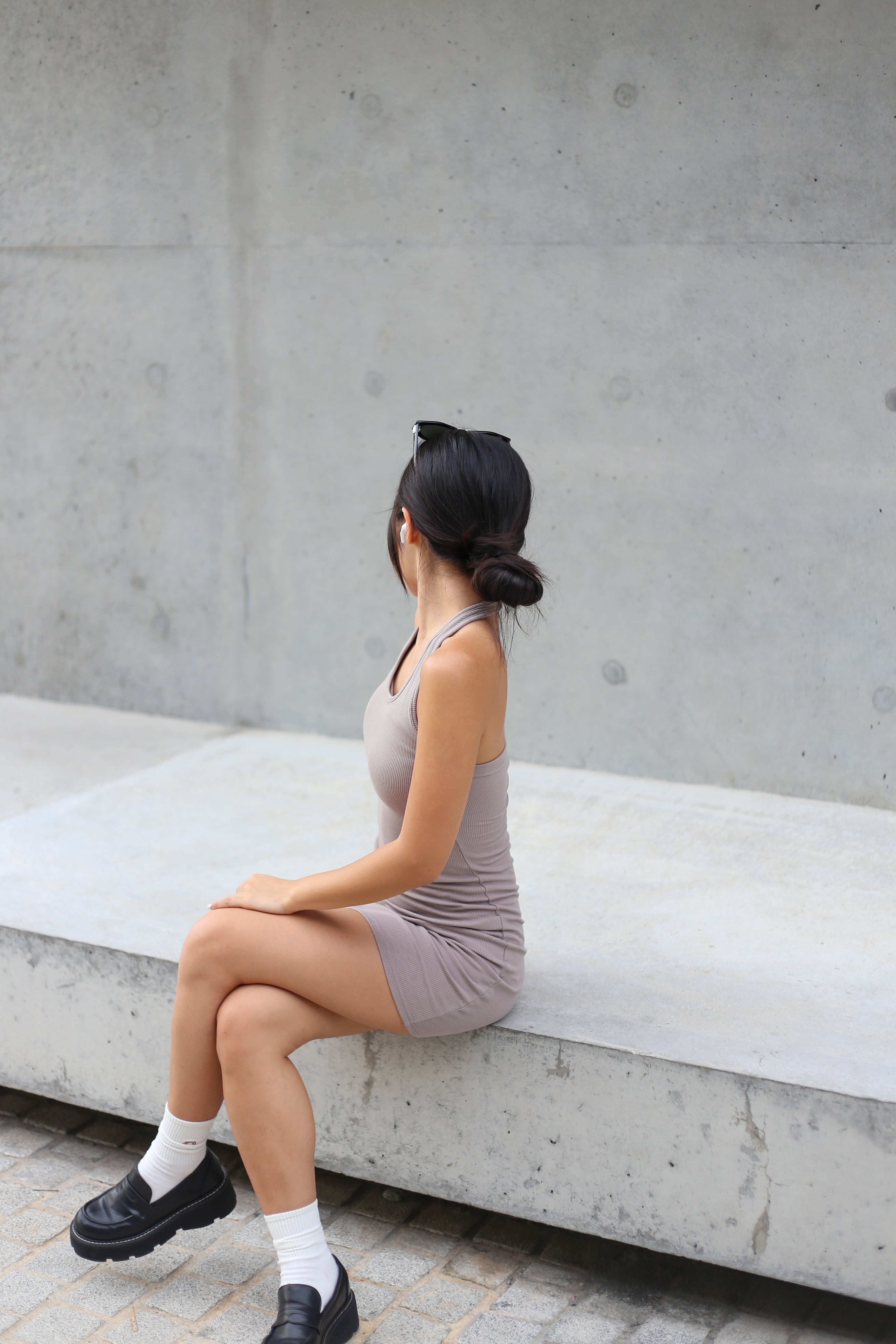 【✔️PAD｜Halter Neck設計】Basic Solid Halter Neck Padded Mini Dress