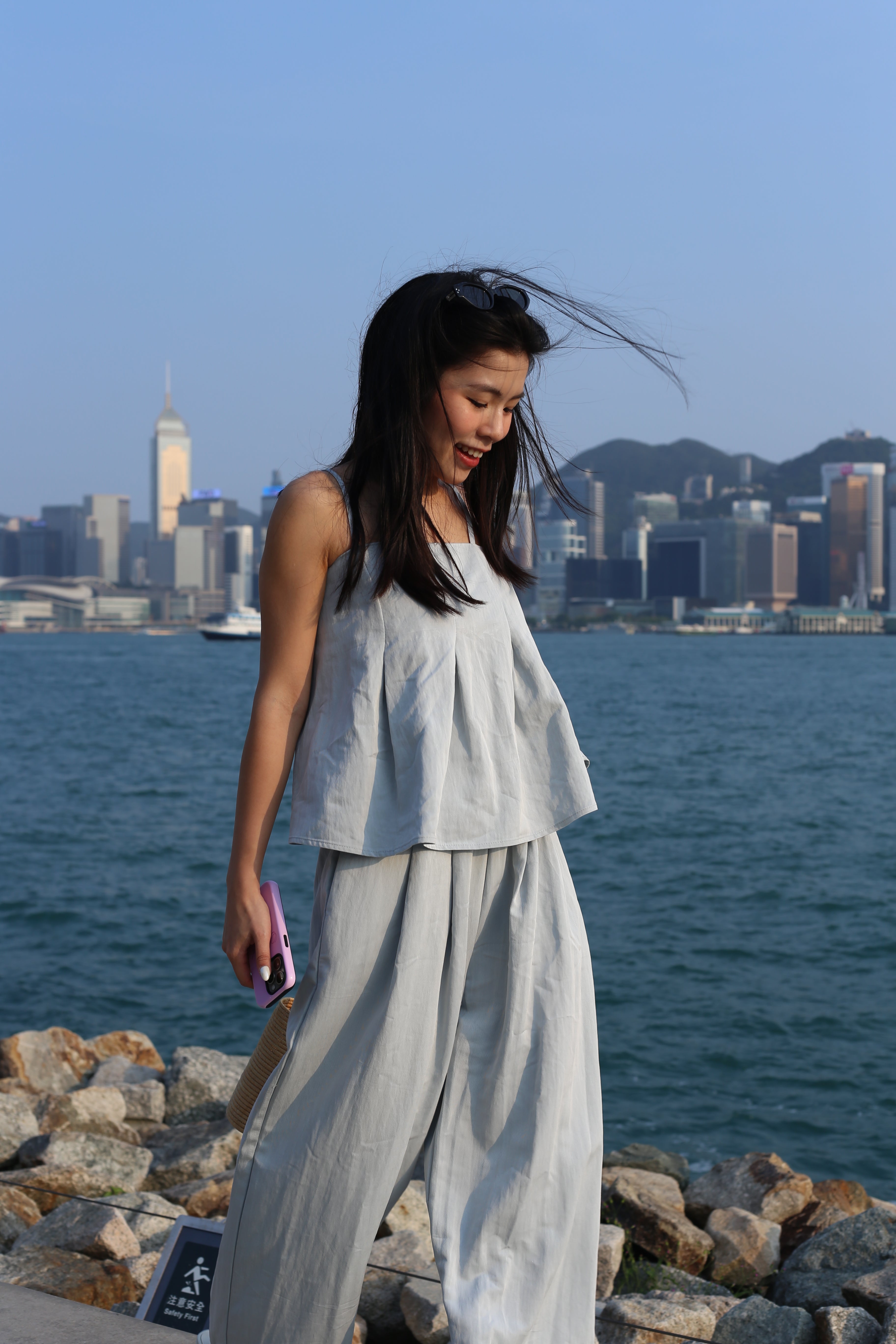 【夏日背心闊腳褲套裝🩵】Solid Cami Top With Wide Leg Pants Set