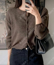 【圓領針織小外套🐰】Cashmere Basic Solid Round Neck Cardigan