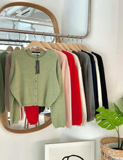 【圓領針織小外套🐰】Cashmere Basic Solid Round Neck Cardigan