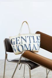 #T234 Gentlewoman Denim Tote Bag: White