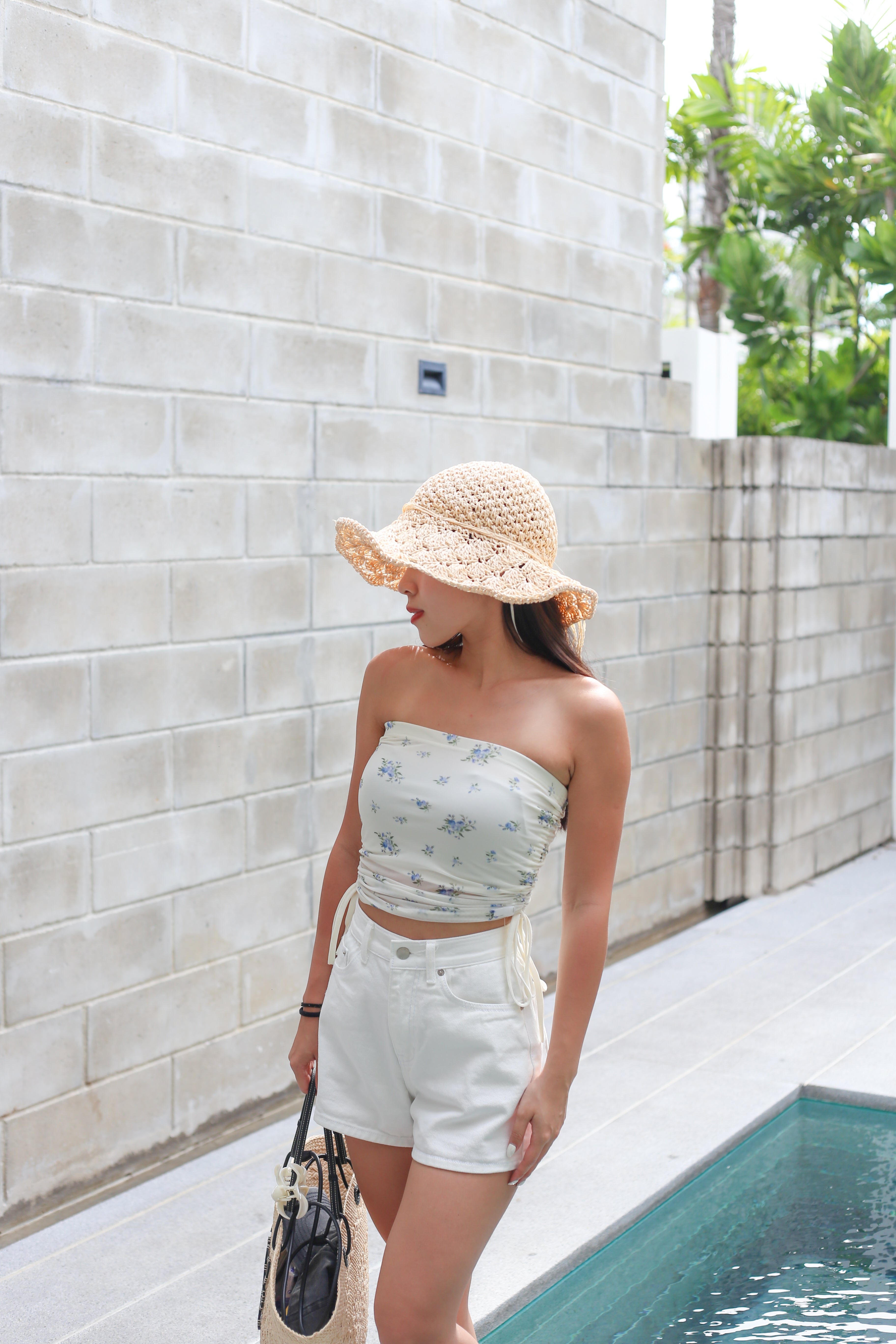 【復古田園感】Ditsy Floral Ruched Side Tube Top