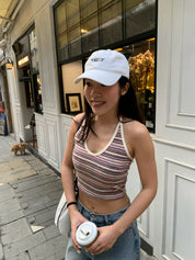 【絕美配色！】Mixed-Colour Striped Halter Top
