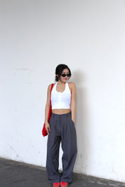 #T238【衣櫃必備背心】Basic Solid Button Front Halter Top