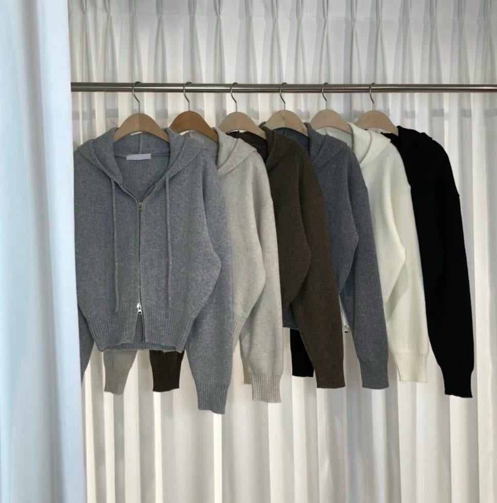 【超百搭針織外套🧺】Basic Solid 2 Way Zip Knit Hoodie