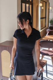【歐美風Polo連身短裙】Basic Solid Polo Mini Dress