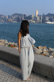 【夏日背心闊腳褲套裝🩵】Solid Cami Top With Wide Leg Pants Set