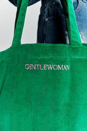 #T238 Gentlewoman Corduroy Tote Bag: Green