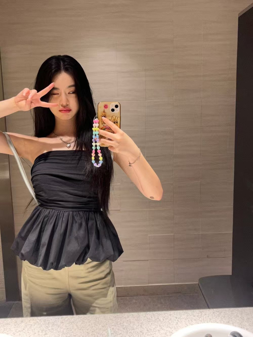 【氣質女生必入！知性美泡泡Top】Basic Solid Bubble Top
