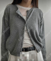 【圓領針織小外套🐰】Cashmere Basic Solid Round Neck Cardigan