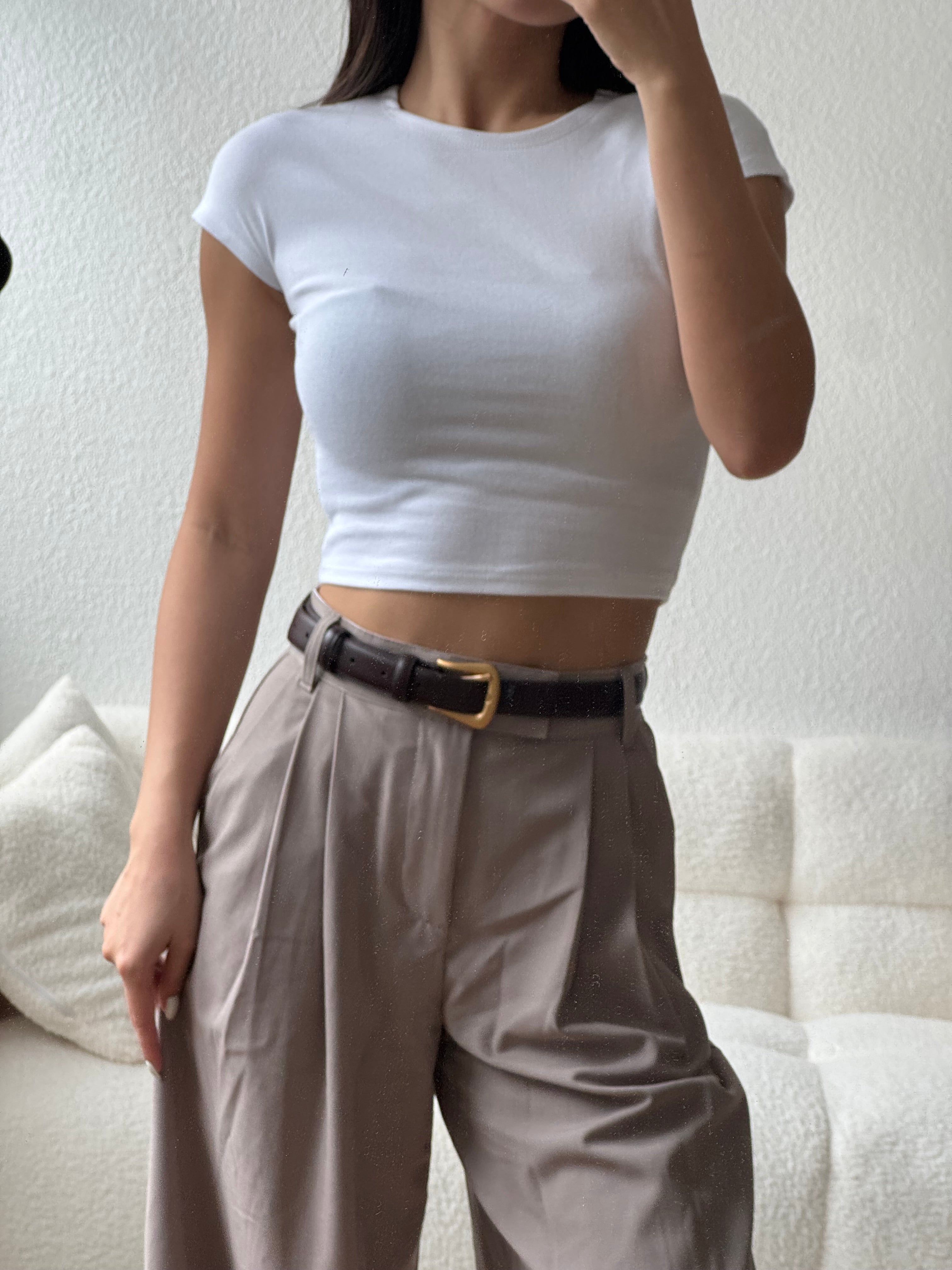 【歐美Girl必備！】Basic Solid Baby Crop Tee