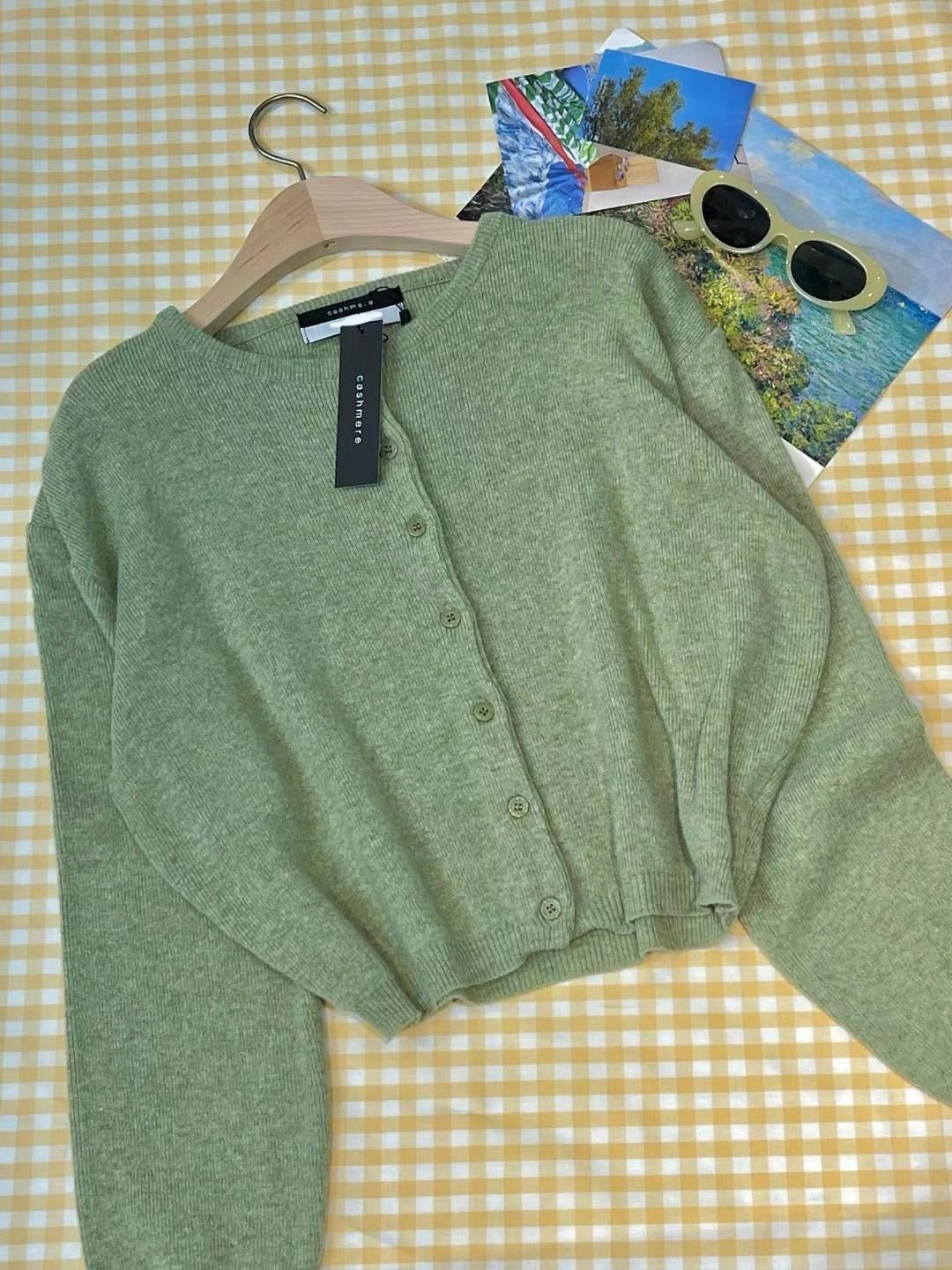 【圓領針織小外套🐰】Cashmere Basic Solid Round Neck Cardigan