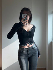 【吸睛小性感V領Top✨】Sunna V-Neck Solid Top