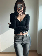 【吸睛小性感V領Top✨】Sunna V-Neck Solid Top