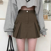 Liam High Waist Solid Pleated Skirt