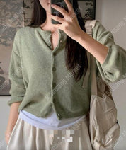 【圓領針織小外套🐰】Cashmere Basic Solid Round Neck Cardigan