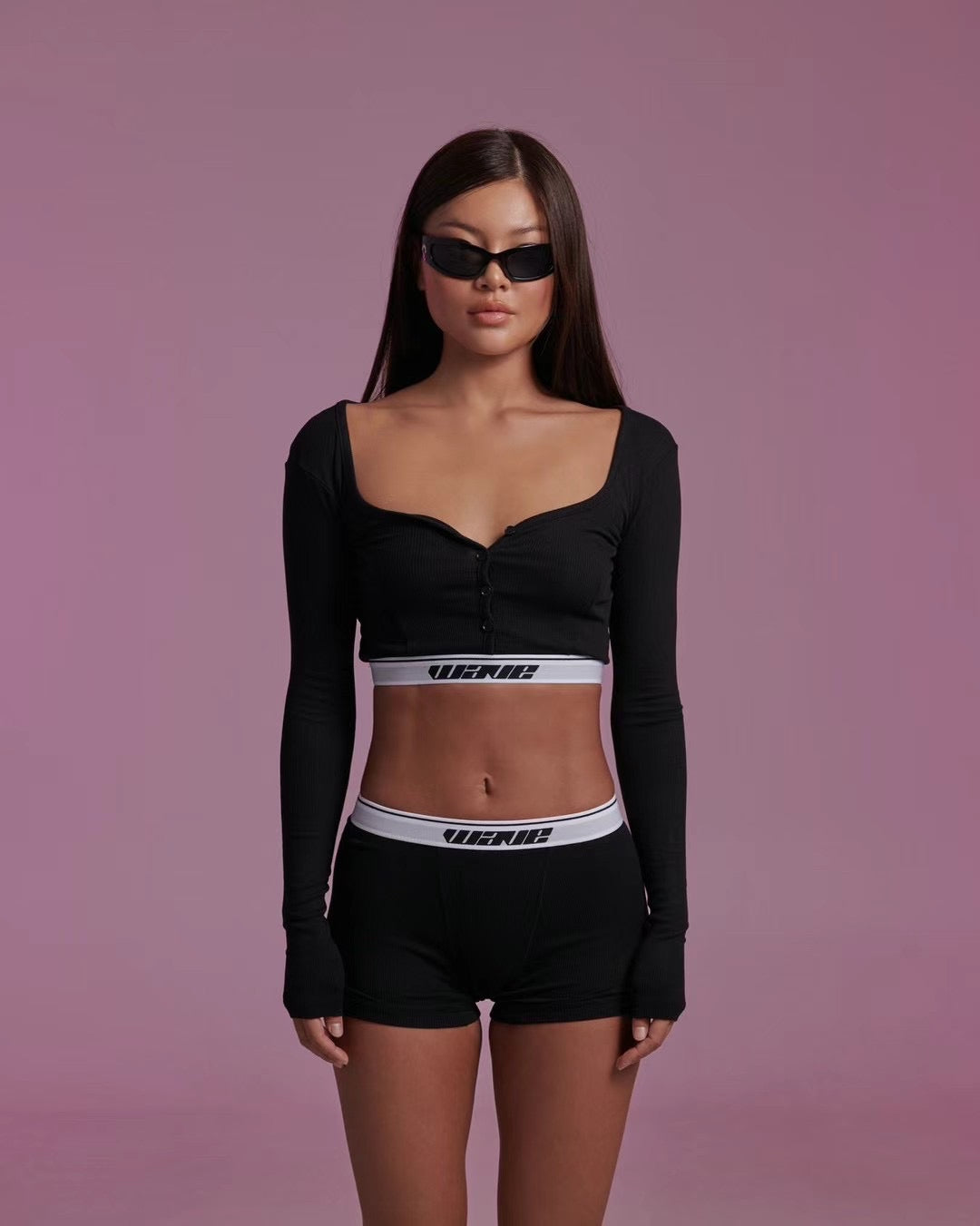 【超人氣Crop Top🔥】Wave Button Front Crop Top