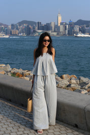 【夏日背心闊腳褲套裝🩵】Solid Cami Top With Wide Leg Pants Set