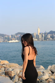【✔️PAD｜大露背設計】Eloise Padded Backless Solid Rib Knit Dress