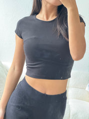 【歐美Girl必備！】Basic Solid Baby Crop Tee