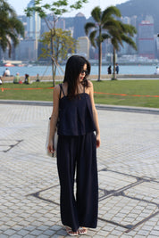【夏日背心闊腳褲套裝🩵】Solid Cami Top With Wide Leg Pants Set
