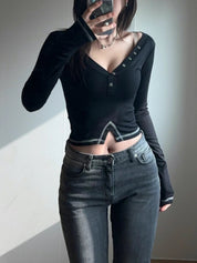 【吸睛小性感V領Top✨】Sunna V-Neck Solid Top