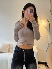【吸睛小性感V領Top✨】Sunna V-Neck Solid Top