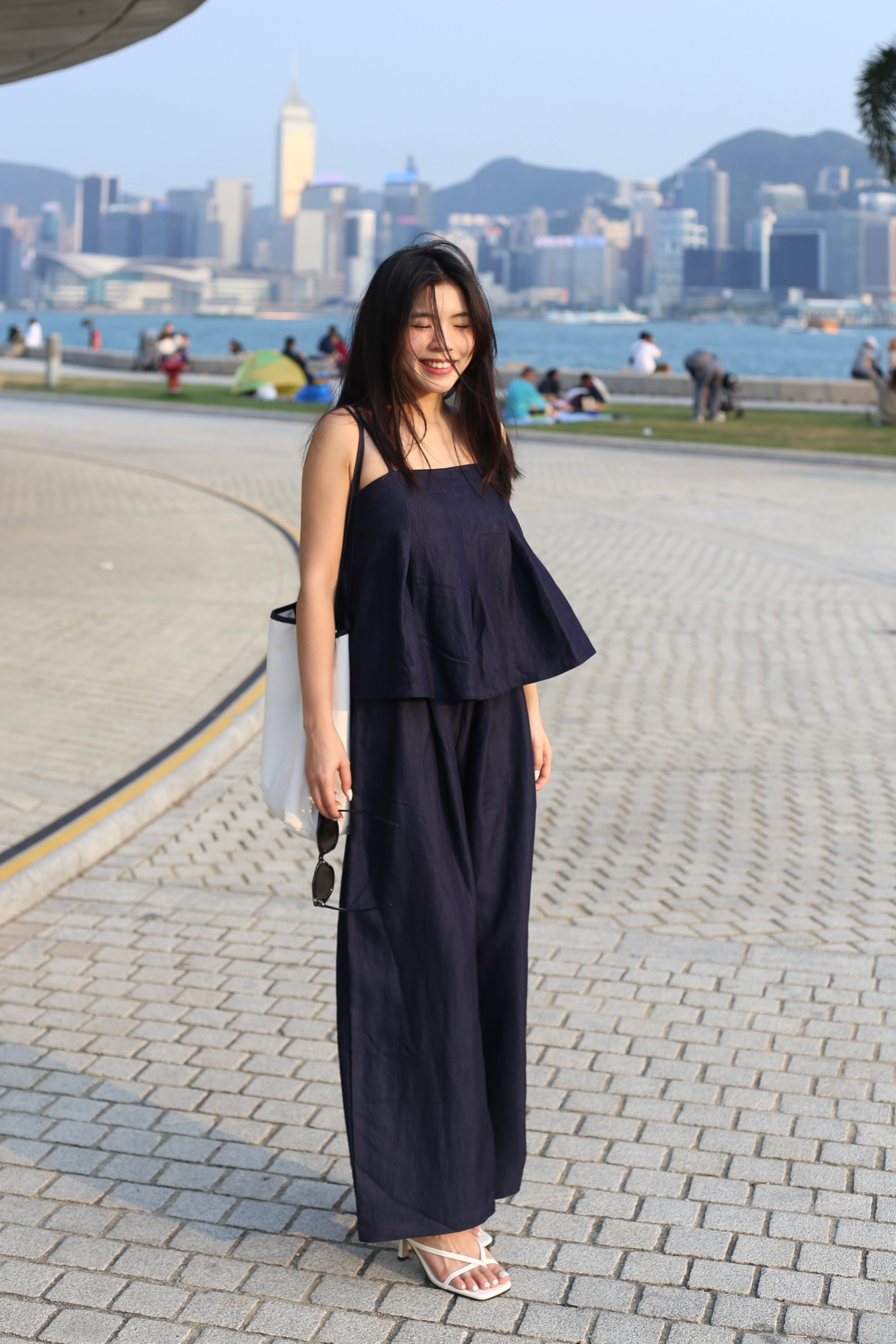 【夏日背心闊腳褲套裝🩵】Solid Cami Top With Wide Leg Pants Set
