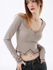 【吸睛小性感V領Top✨】Sunna V-Neck Solid Top