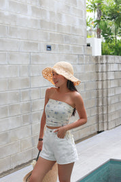 【復古田園感】Ditsy Floral Ruched Side Tube Top