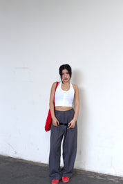 #T238【衣櫃必備背心】Basic Solid Button Front Halter Top
