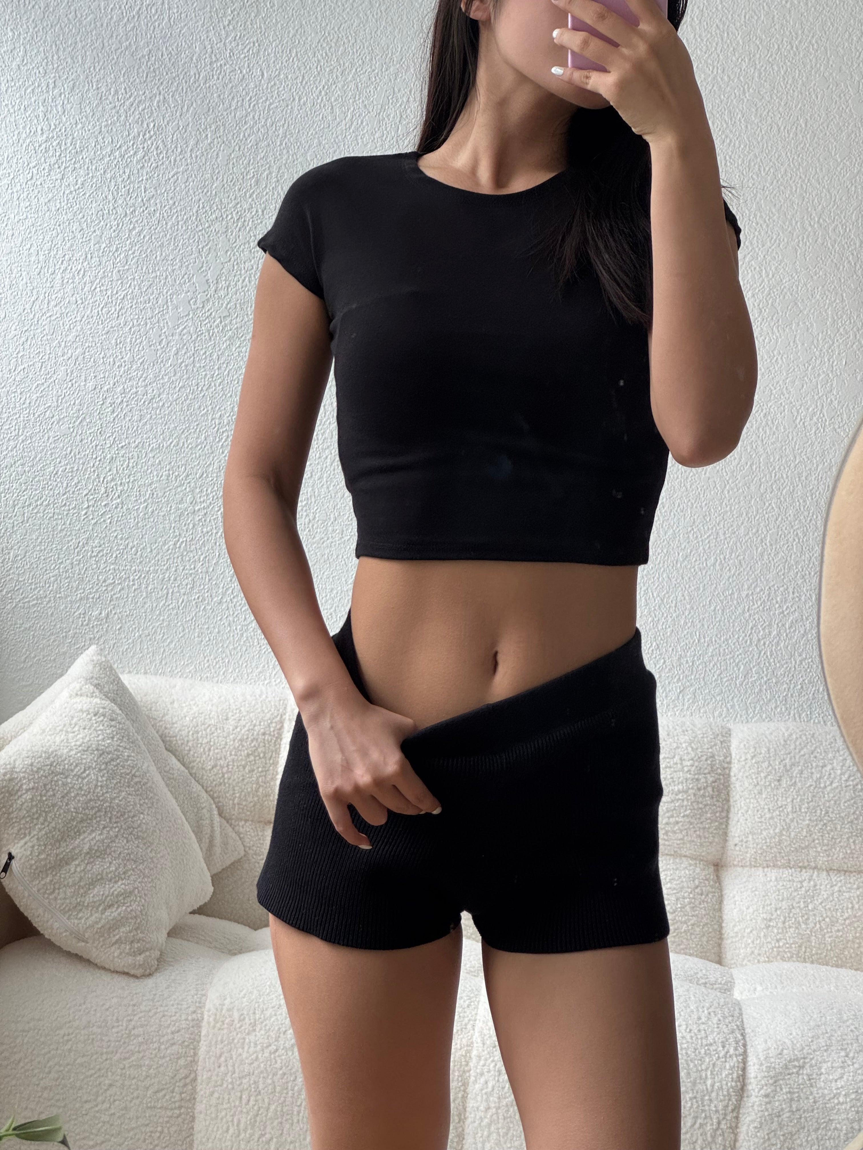 【歐美Girl必備！】Basic Solid Baby Crop Tee