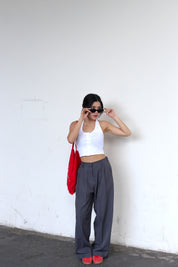 #T238【衣櫃必備背心】Basic Solid Button Front Halter Top