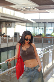 【水洗色Halter Top~】Vintage Washed Button Front Halter Top