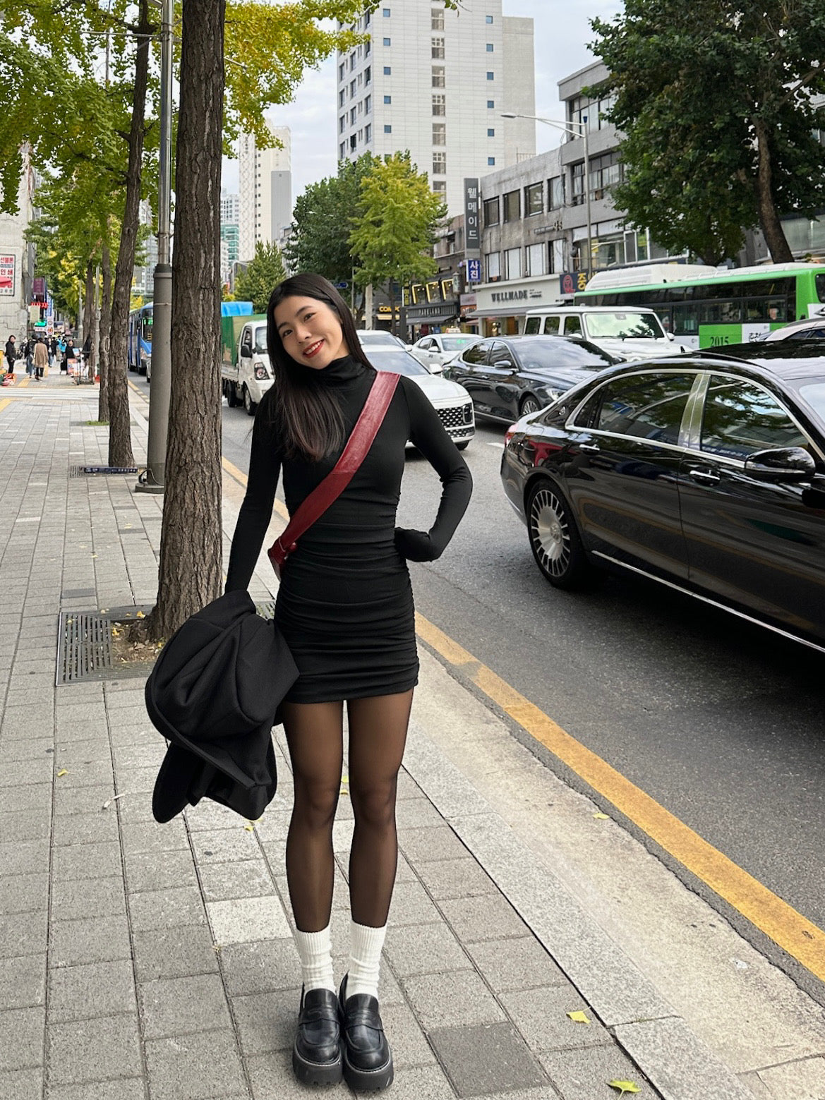 【衣櫃必備樽領連身裙 】10/10 Ruched Side Long Sleeve Dress