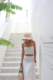#T241【拼色Halter Top!!】Kylie Ruffle Halter Crop Top