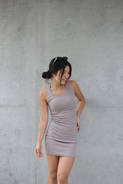 【✔️PAD｜Halter Neck設計】Basic Solid Halter Neck Padded Mini Dress