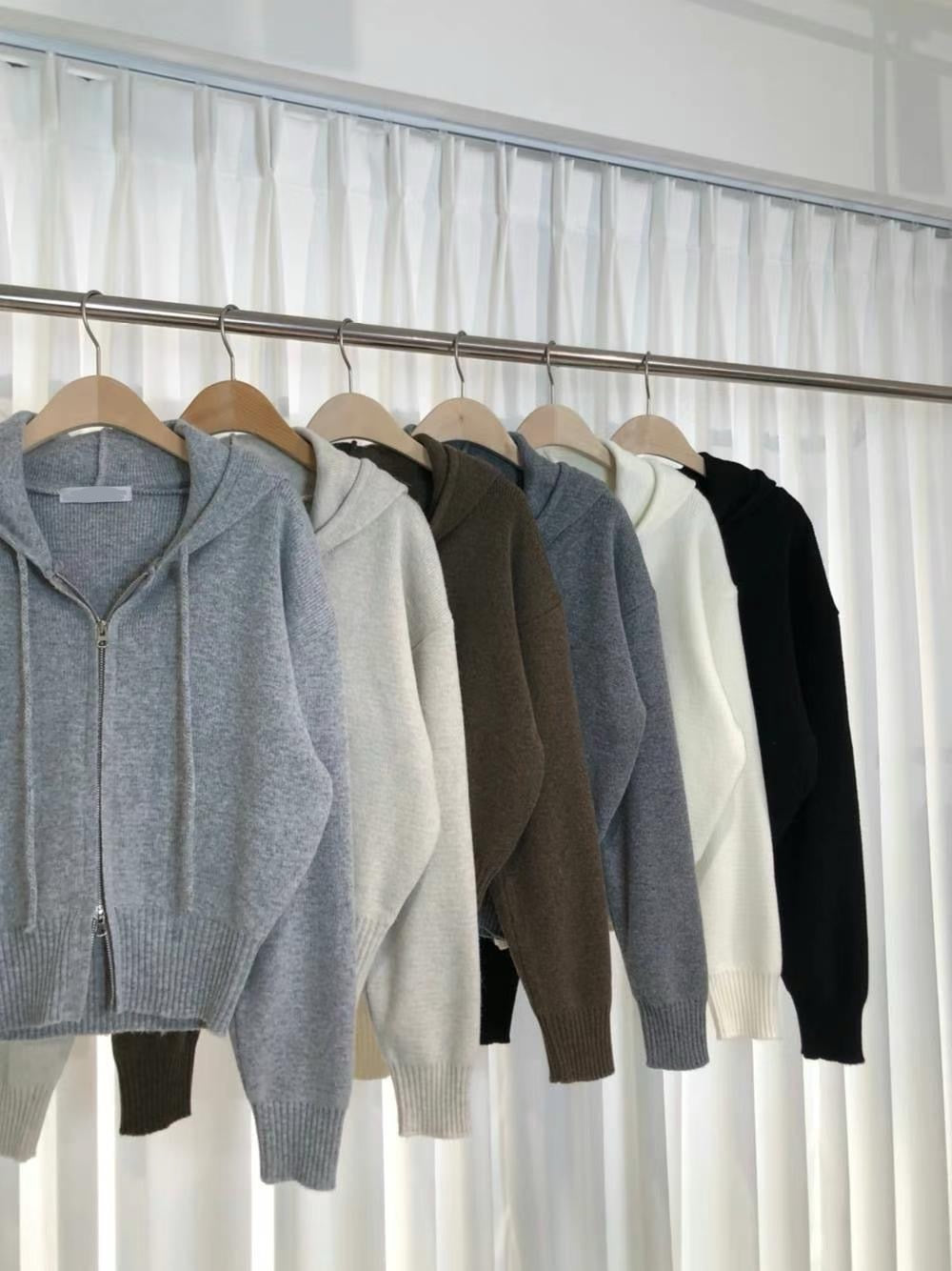 【超百搭針織外套🧺】Basic Solid 2 Way Zip Knit Hoodie