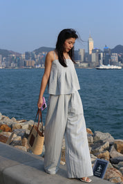 【夏日背心闊腳褲套裝🩵】Solid Cami Top With Wide Leg Pants Set