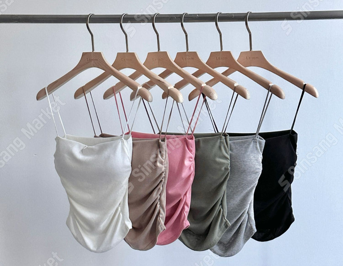 【✔️PAD｜腰側皺摺設計】Solid Ruched Side Padded Bra Top
