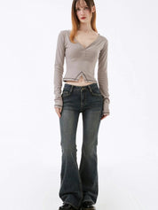 【吸睛小性感V領Top✨】Sunna V-Neck Solid Top