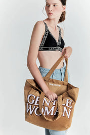 #T236 Gentlewoman Corduroy Tote Bag: Brown